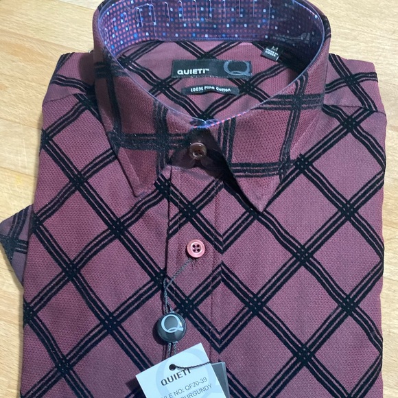 Men’s Burgundy Quieti Dress Shirt - Picture 1 of 4